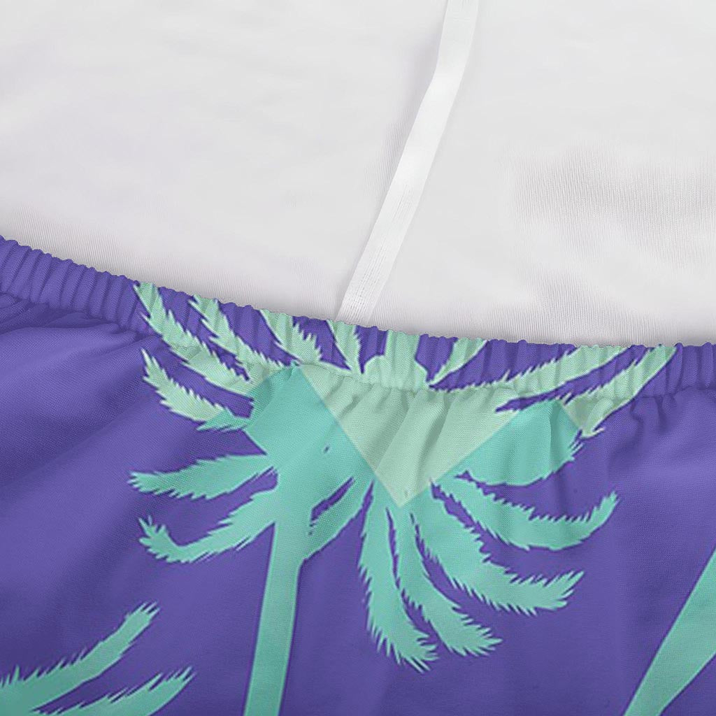 Teal Palm Tree Pattern Print Sofa Cover