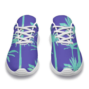 Teal Palm Tree Pattern Print Sport Shoes GearFrost