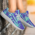 Teal Palm Tree Pattern Print Sport Shoes GearFrost