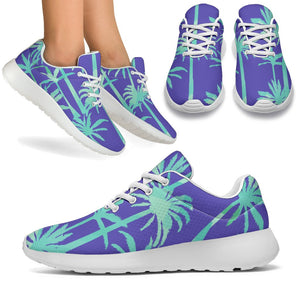 Teal Palm Tree Pattern Print Sport Shoes GearFrost