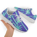 Teal Palm Tree Pattern Print Sport Shoes GearFrost