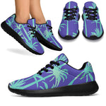 Teal Palm Tree Pattern Print Sport Shoes GearFrost