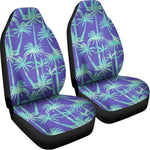 Teal Palm Tree Pattern Print Universal Fit Car Seat Covers