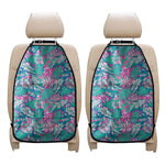 Teal Pink Blossom Tropical Pattern Print Car Seat Organizers