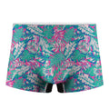 Teal Pink Blossom Tropical Pattern Print Men's Boxer Briefs