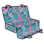 Teal Pink Blossom Tropical Pattern Print Pet Car Back Seat Cover