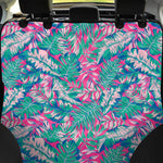 Teal Pink Blossom Tropical Pattern Print Pet Car Back Seat Cover