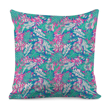 Teal Pink Blossom Tropical Pattern Print Pillow Cover