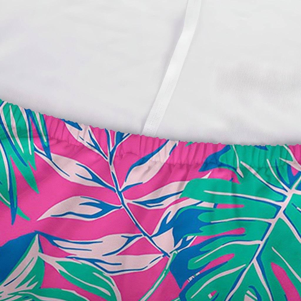 Teal Pink Blossom Tropical Pattern Print Sofa Cover