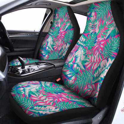 Teal Pink Blossom Tropical Pattern Print Universal Fit Car Seat Covers