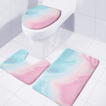 Teal Pink Liquid Marble Print 3 Piece Bath Mat Set