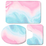 Teal Pink Liquid Marble Print 3 Piece Bath Mat Set
