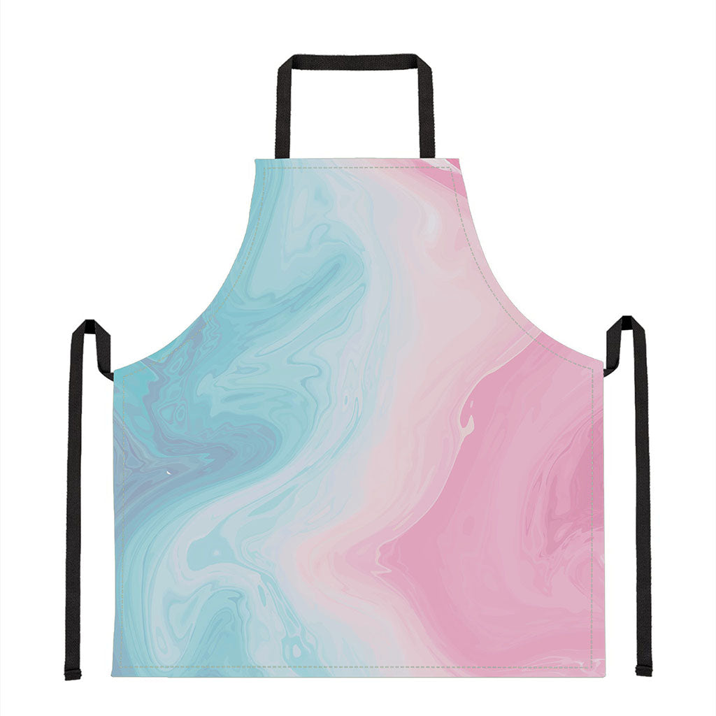 Teal Pink Liquid Marble Print Apron