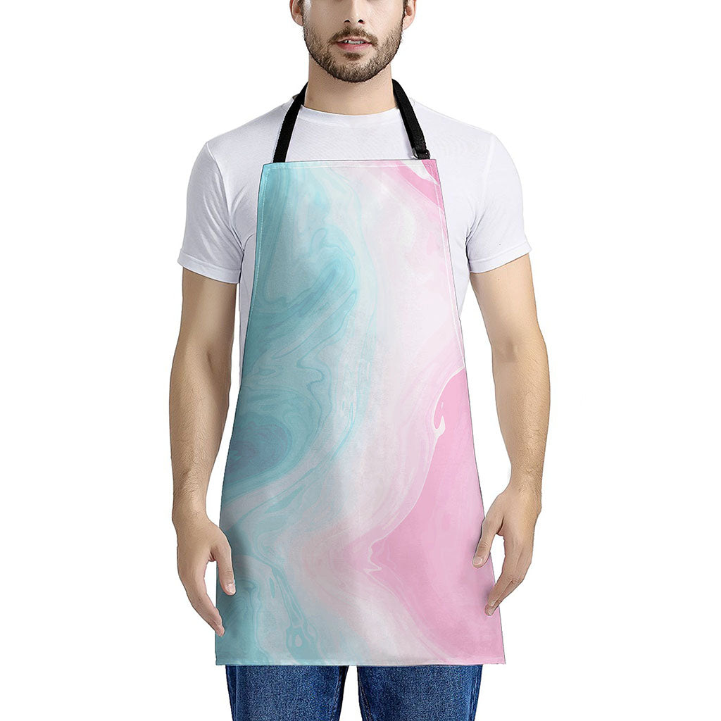 Teal Pink Liquid Marble Print Apron