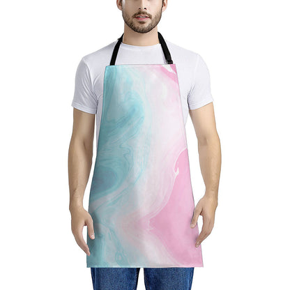 Teal Pink Liquid Marble Print Apron