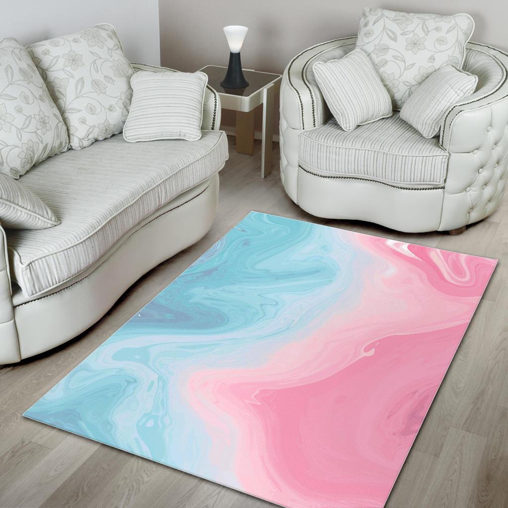 Teal Pink Liquid Marble Print Area Rug GearFrost