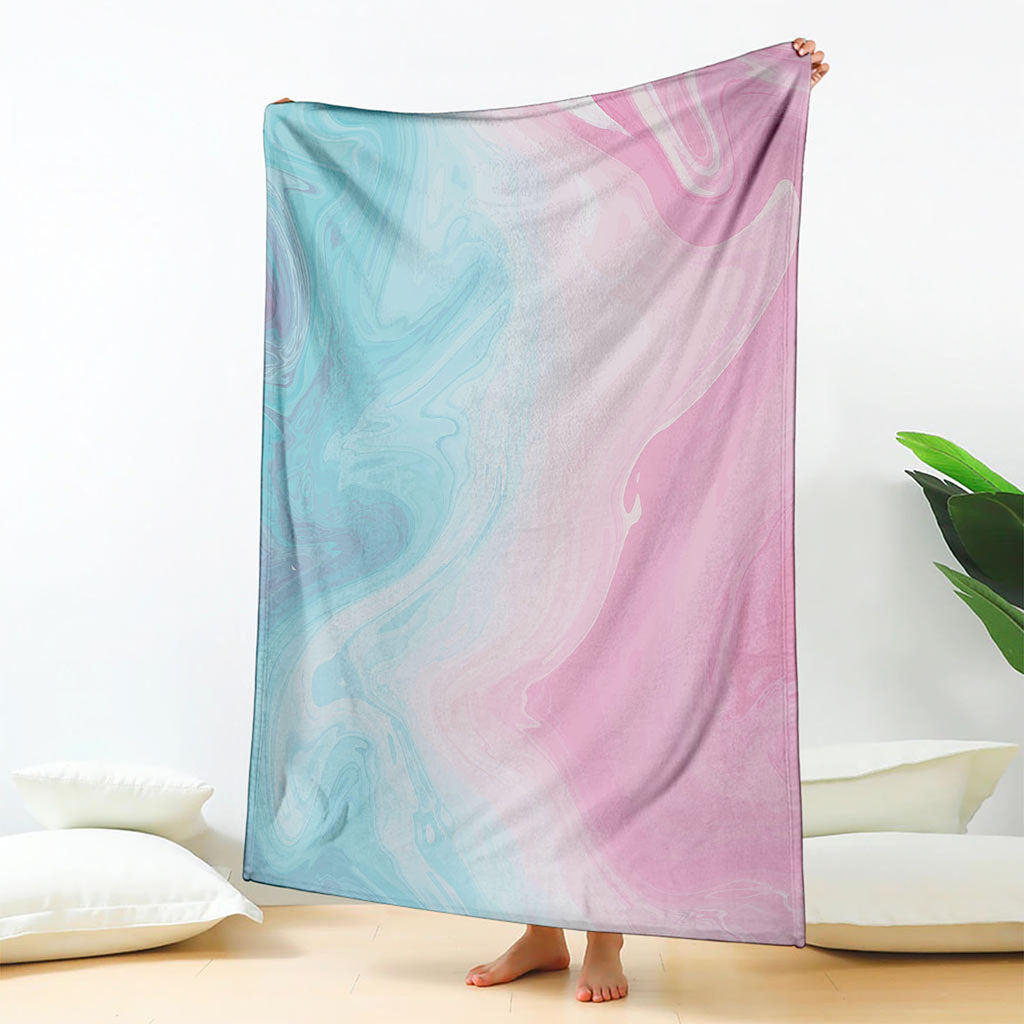 Teal Pink Liquid Marble Print Blanket