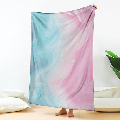 Teal Pink Liquid Marble Print Blanket
