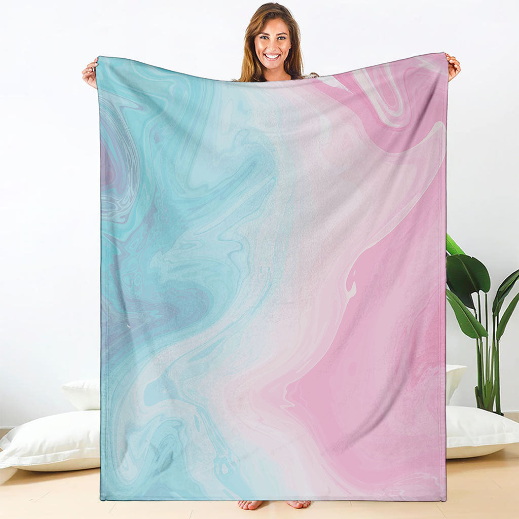 Teal Pink Liquid Marble Print Blanket