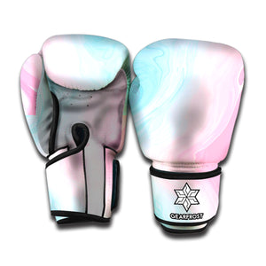 Teal Pink Liquid Marble Print Boxing Gloves