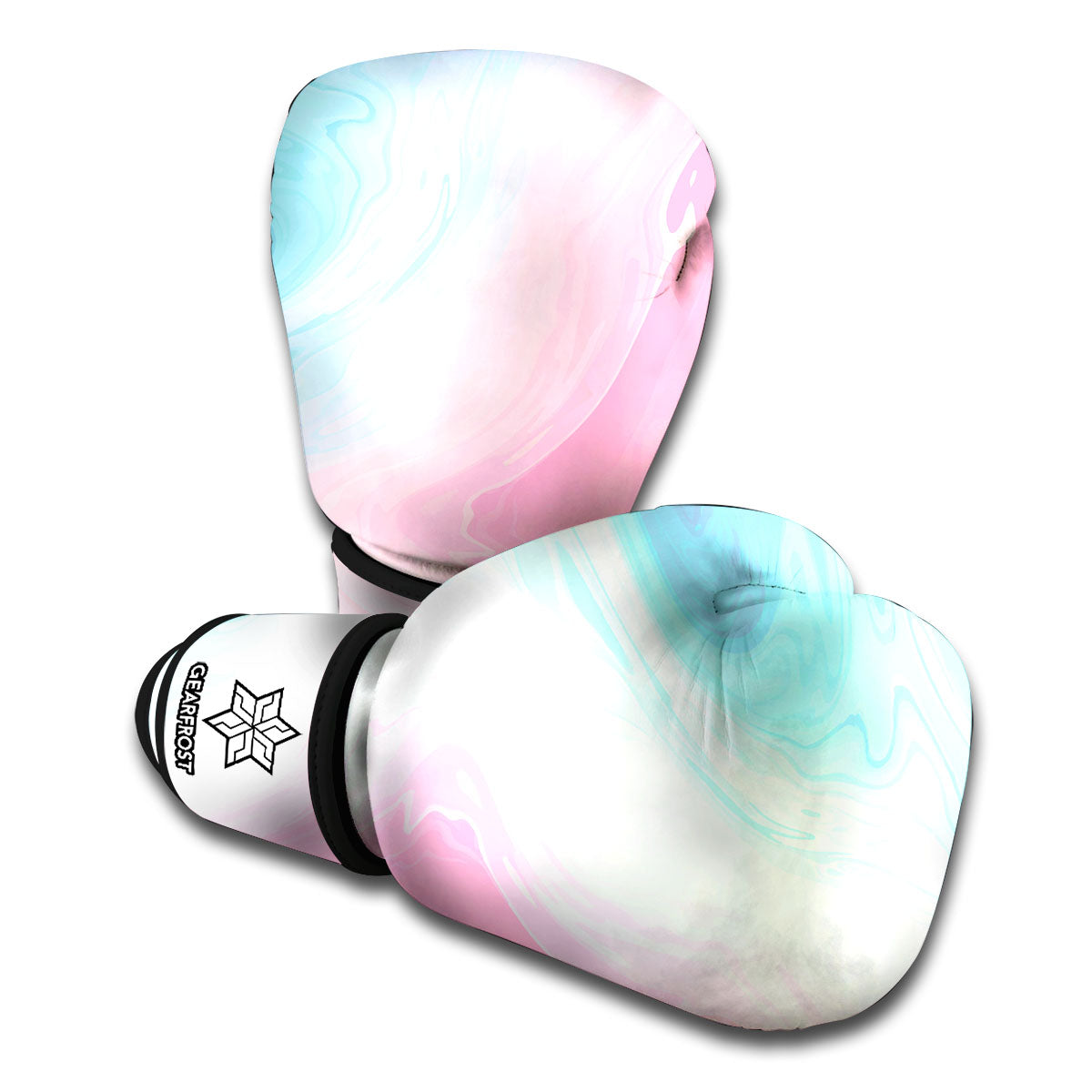 Teal Pink Liquid Marble Print Boxing Gloves