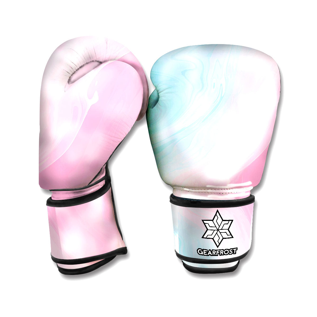 Teal Pink Liquid Marble Print Boxing Gloves