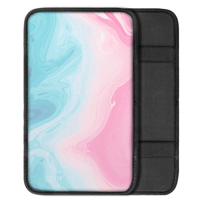 Teal Pink Liquid Marble Print Car Center Console Cover