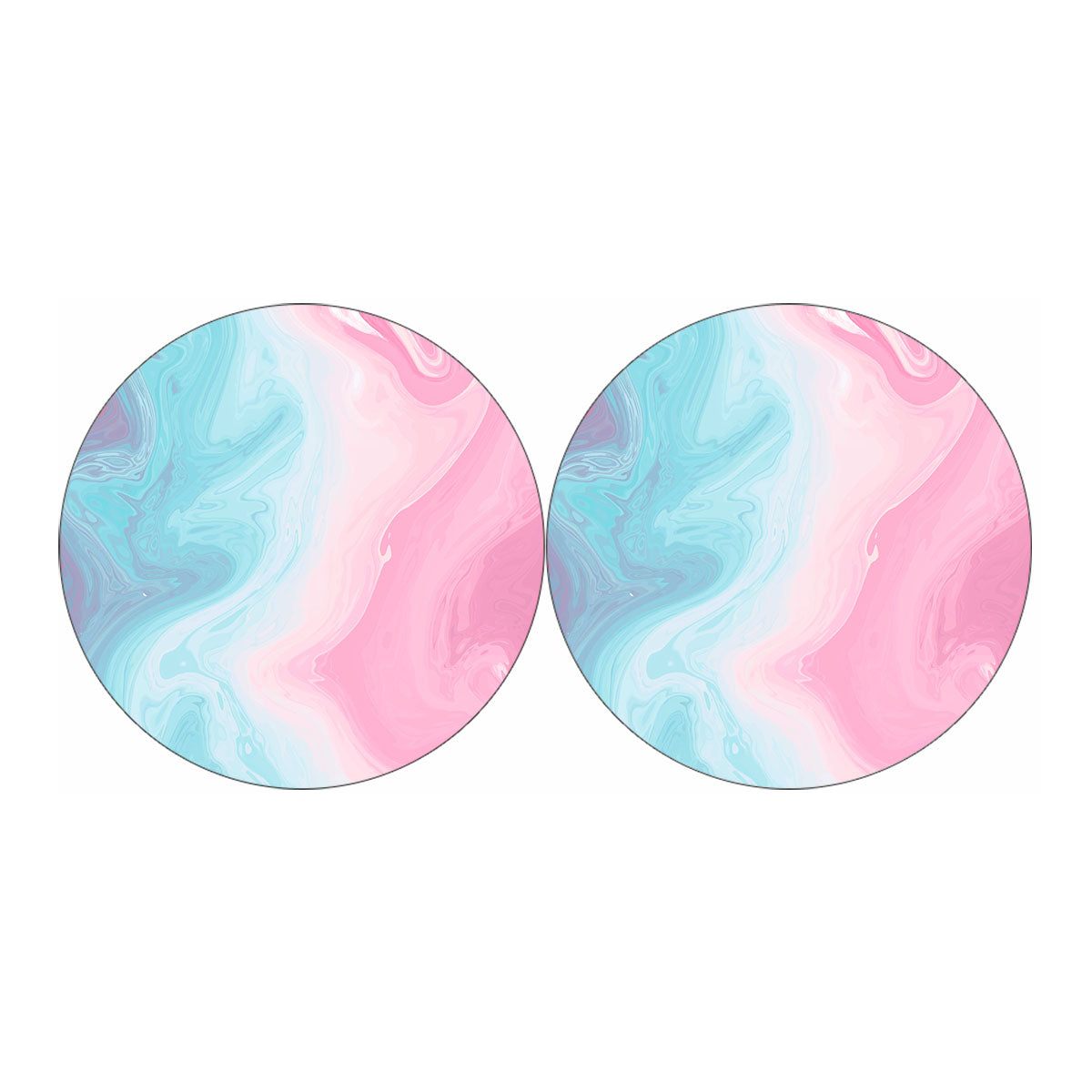 Teal Pink Liquid Marble Print Car Coasters