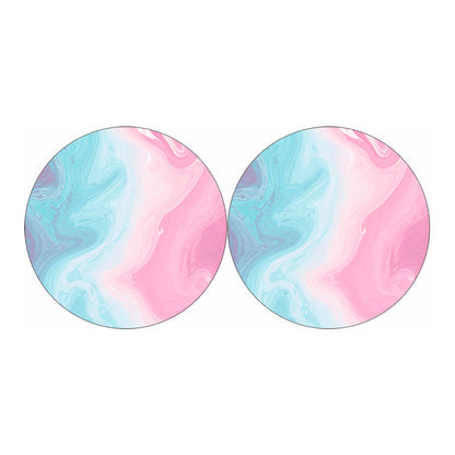 Teal Pink Liquid Marble Print Car Coasters