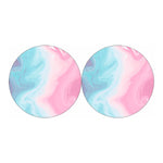 Teal Pink Liquid Marble Print Car Coasters