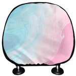 Teal Pink Liquid Marble Print Car Headrest Covers