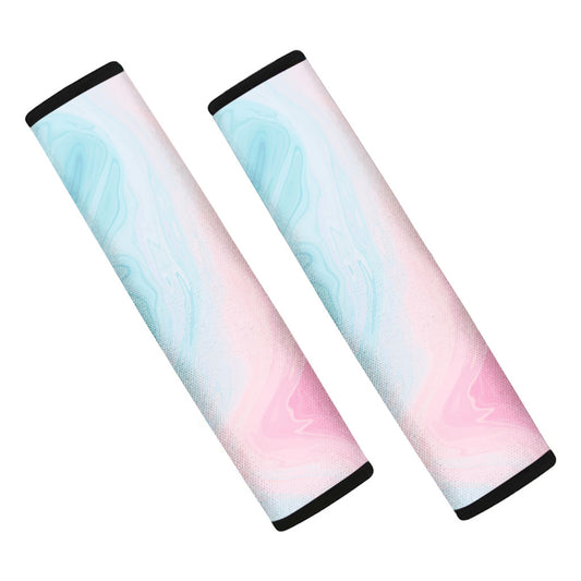 Teal Pink Liquid Marble Print Car Seat Belt Covers