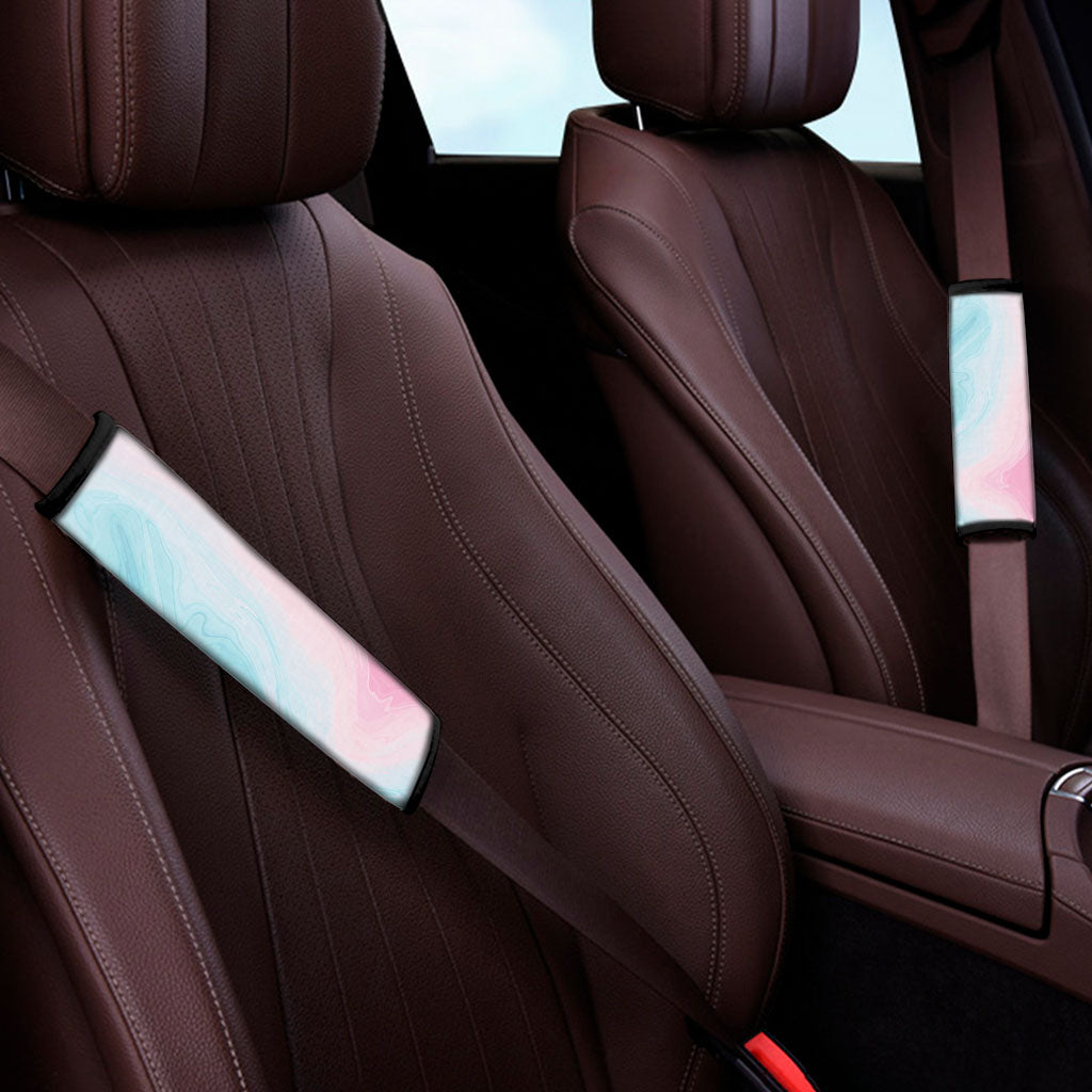 Teal Pink Liquid Marble Print Car Seat Belt Covers