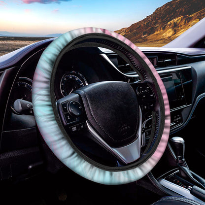Teal Pink Liquid Marble Print Car Steering Wheel Cover