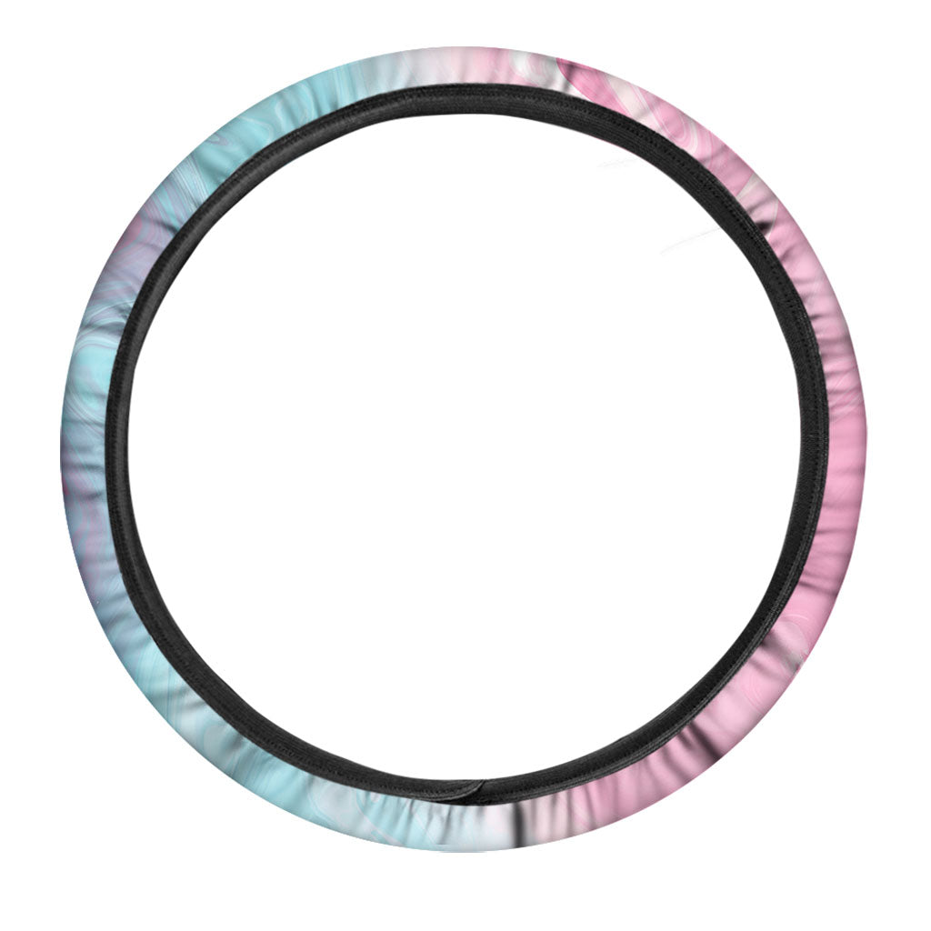 Teal Pink Liquid Marble Print Car Steering Wheel Cover