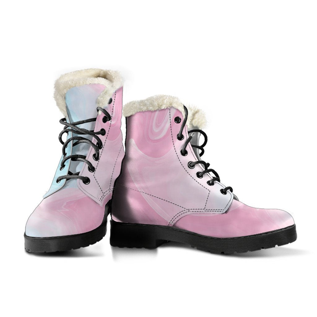 Teal Pink Liquid Marble Print Comfy Boots GearFrost