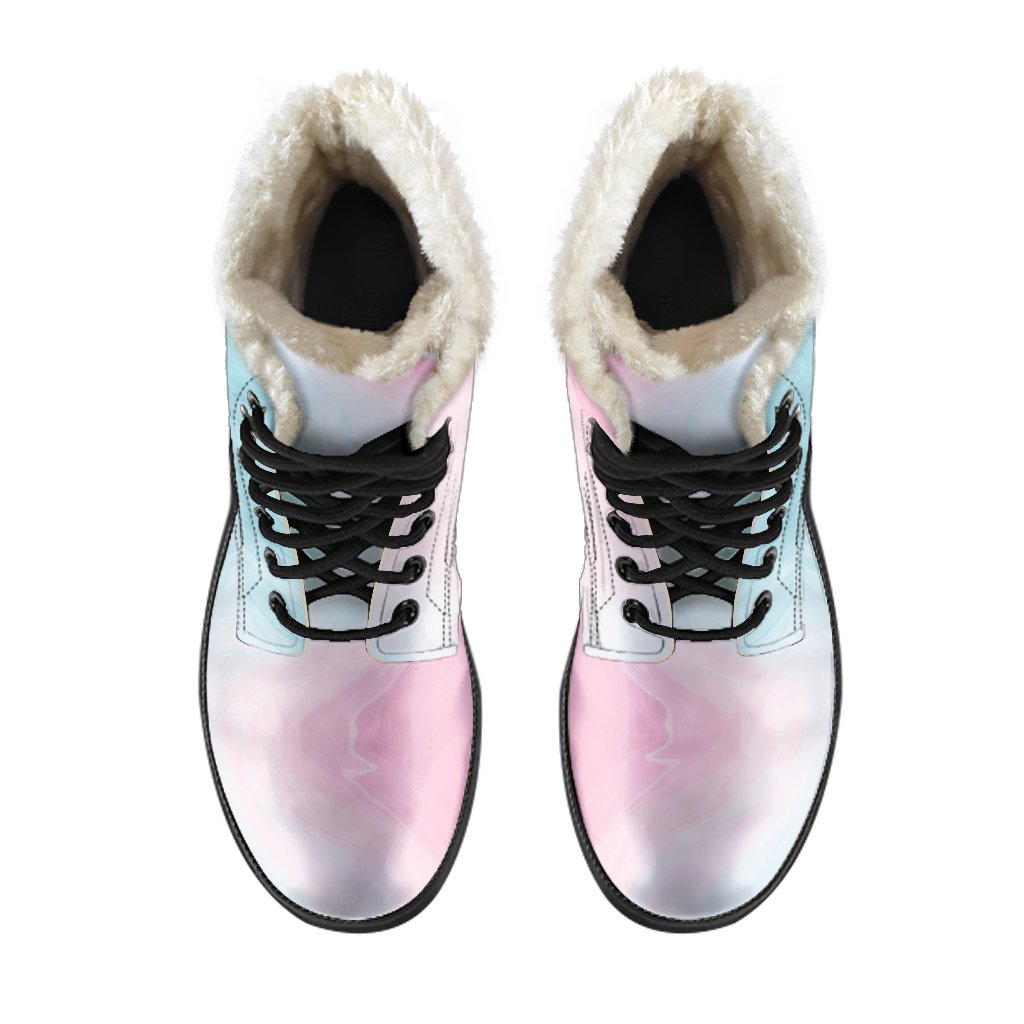 Teal Pink Liquid Marble Print Comfy Boots GearFrost