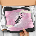 Teal Pink Liquid Marble Print Comfy Boots GearFrost