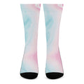 Teal Pink Liquid Marble Print Crew Socks
