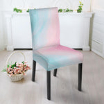 Teal Pink Liquid Marble Print Dining Chair Slipcover