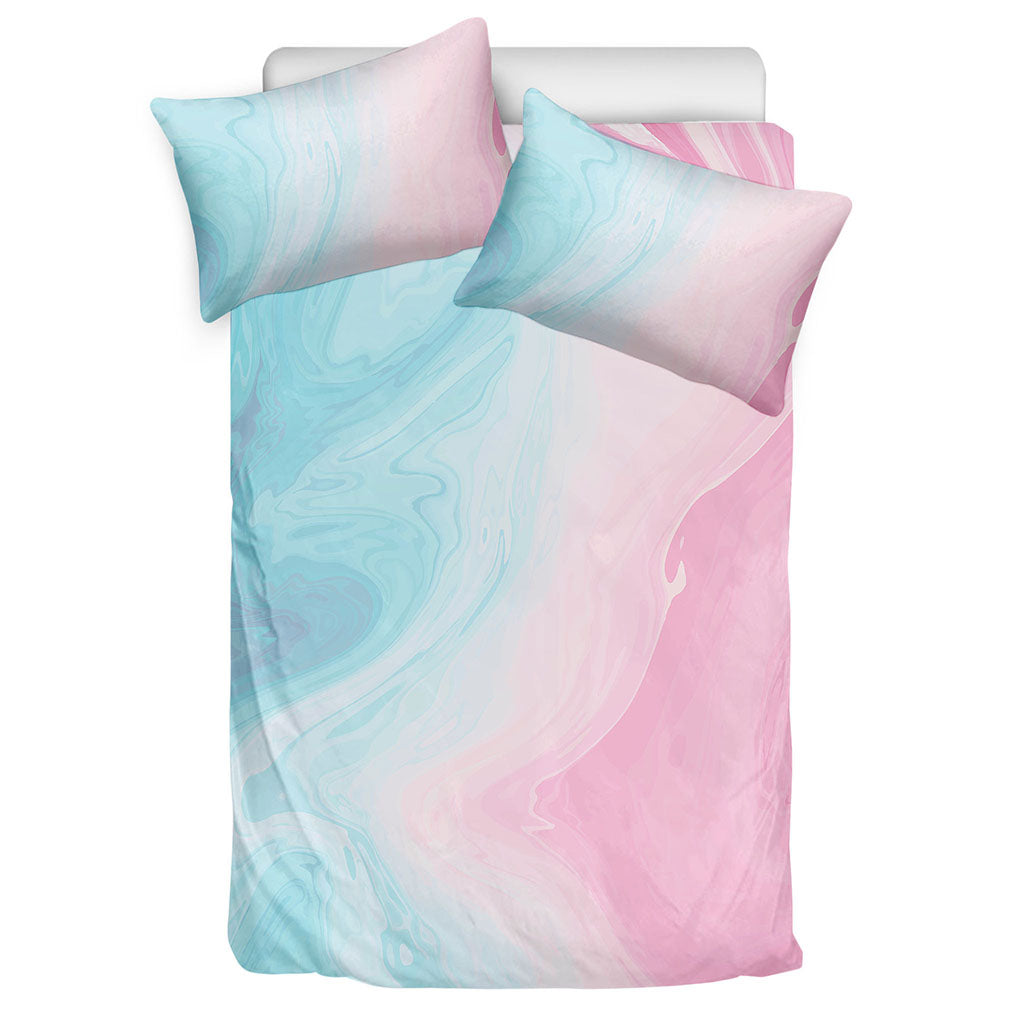 Teal Pink Liquid Marble Print Duvet Cover Bedding Set