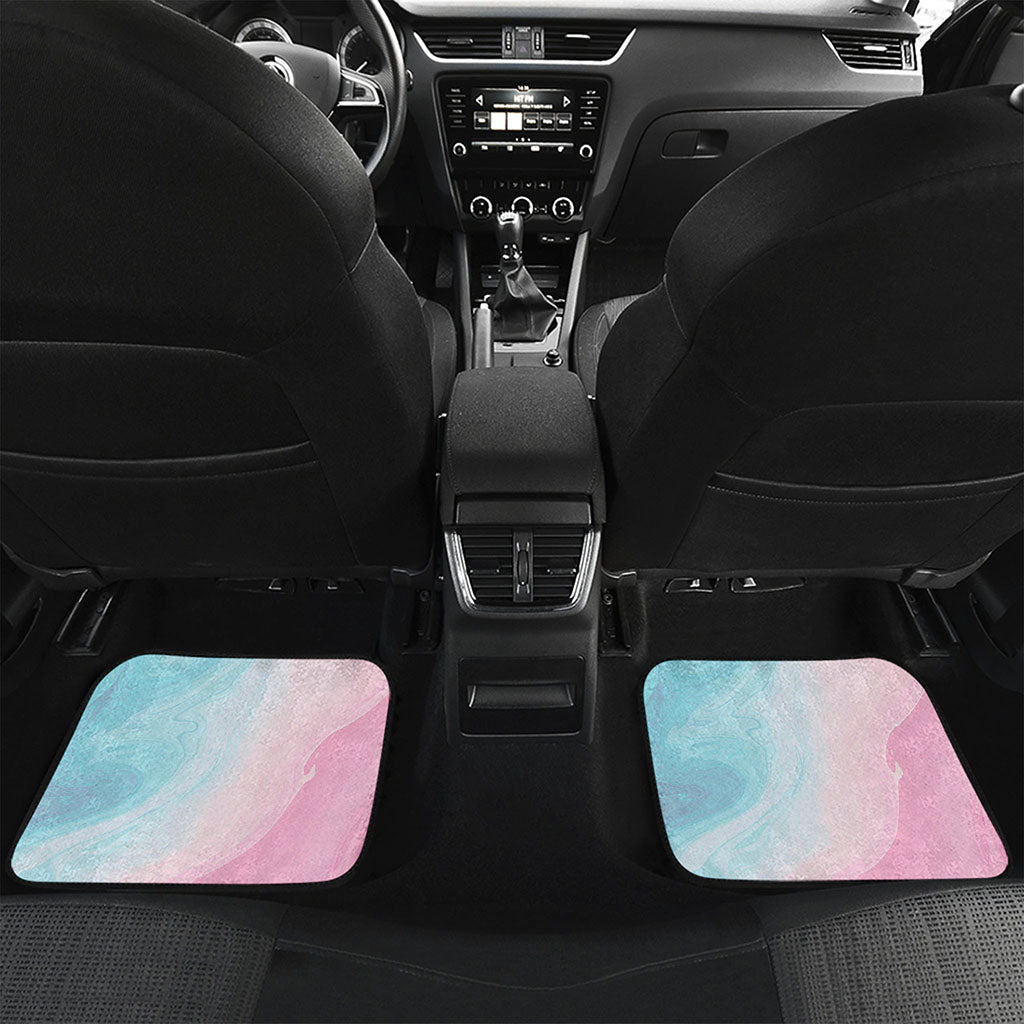 Teal Pink Liquid Marble Print Front and Back Car Floor Mats