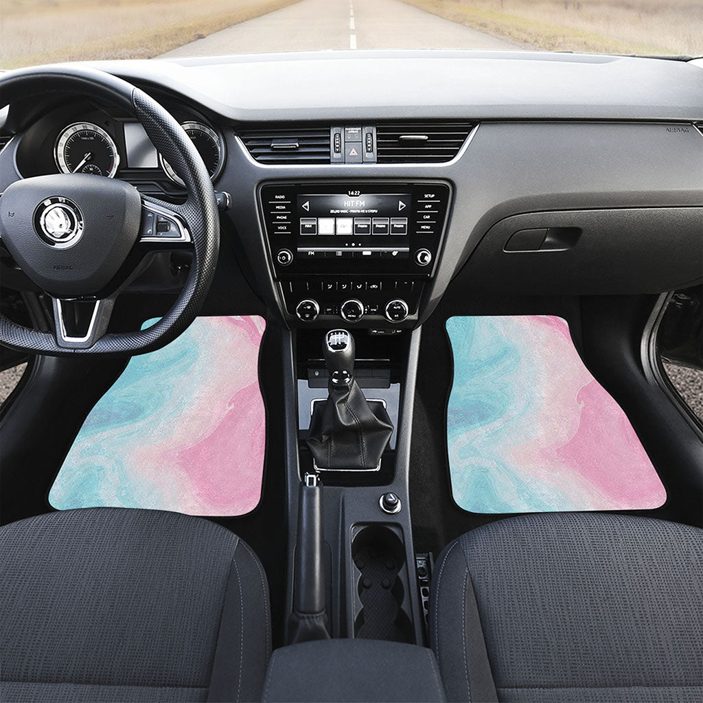 Teal Pink Liquid Marble Print Front Car Floor Mats