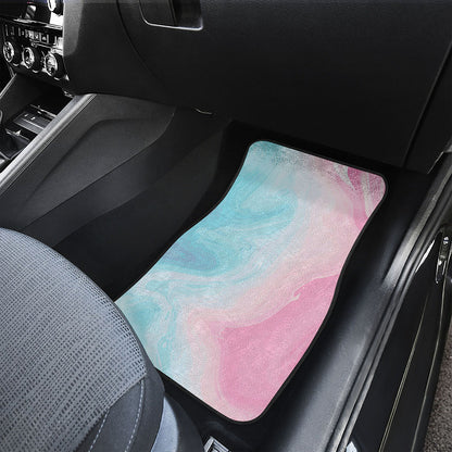 Teal Pink Liquid Marble Print Front Car Floor Mats