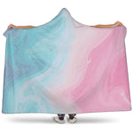 Teal Pink Liquid Marble Print Hooded Blanket