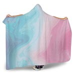 Teal Pink Liquid Marble Print Hooded Blanket