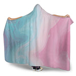 Teal Pink Liquid Marble Print Hooded Blanket