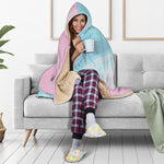 Teal Pink Liquid Marble Print Hooded Blanket