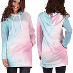Teal Pink Liquid Marble Print Hoodie Dress GearFrost