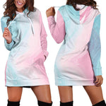 Teal Pink Liquid Marble Print Hoodie Dress GearFrost